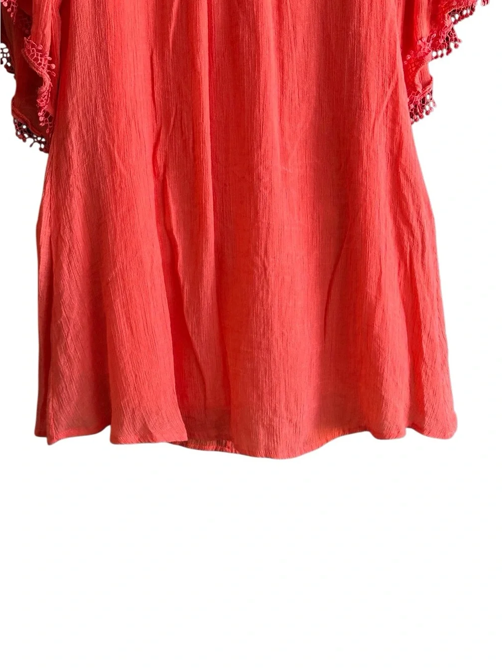Indigo Rose Coral Crochet V-Neck Boho Tunic Dress. Size Medium